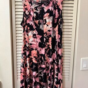 Connected Apparel Pink and Black Floral Cocktail Dress